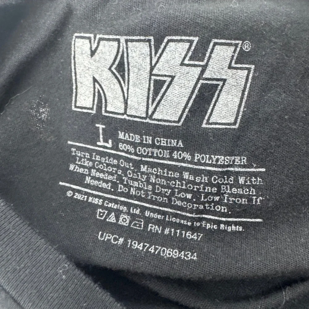 KISS World Tour 77 Graphic T-Shirt‎ Mens Large Black Rock Band Short Sleeve Tee
